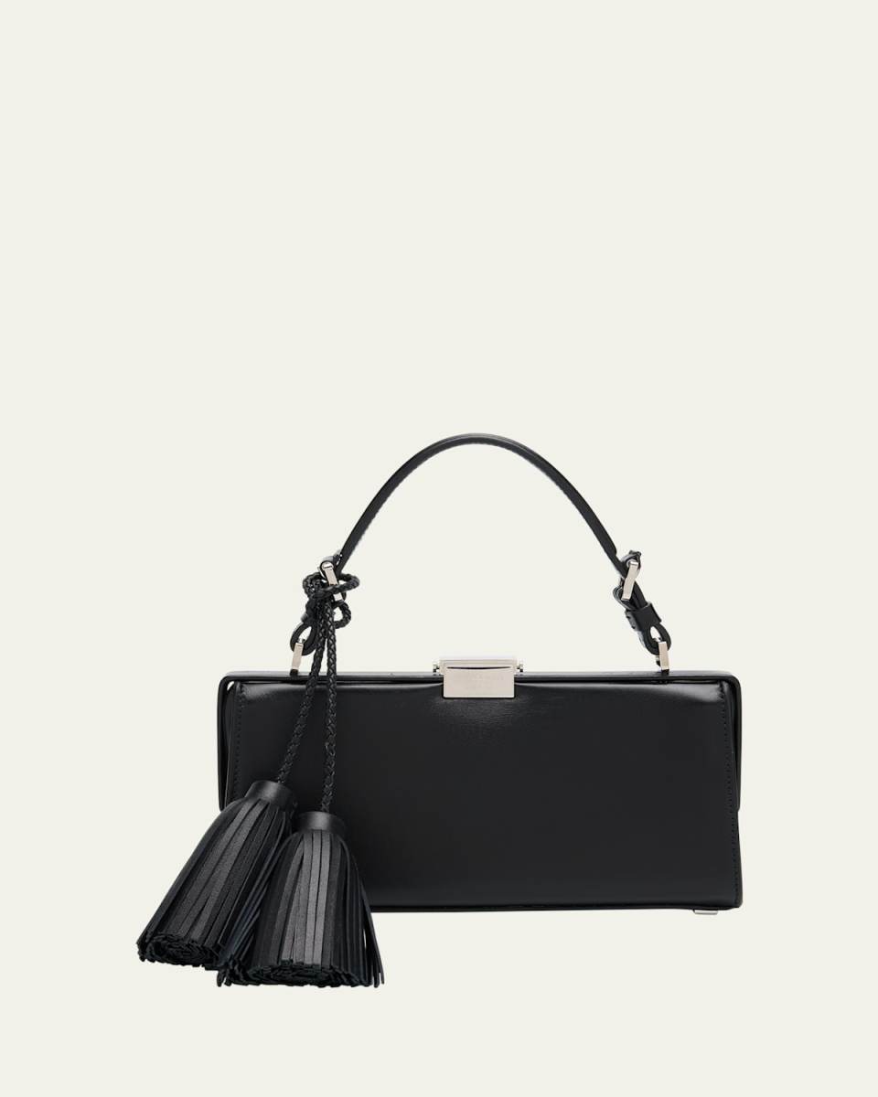 Gwyneth Frame Tassel Leather Top-Handle Bag